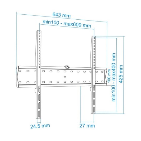 Tooq soporte fijo de pared para tv de 37"-70" - ultrafino - peso max 75kg - vesa 600x400mm - negro