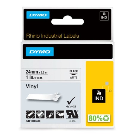 Dymo rhino band vinyl 24mmx5.5m negro-blanco