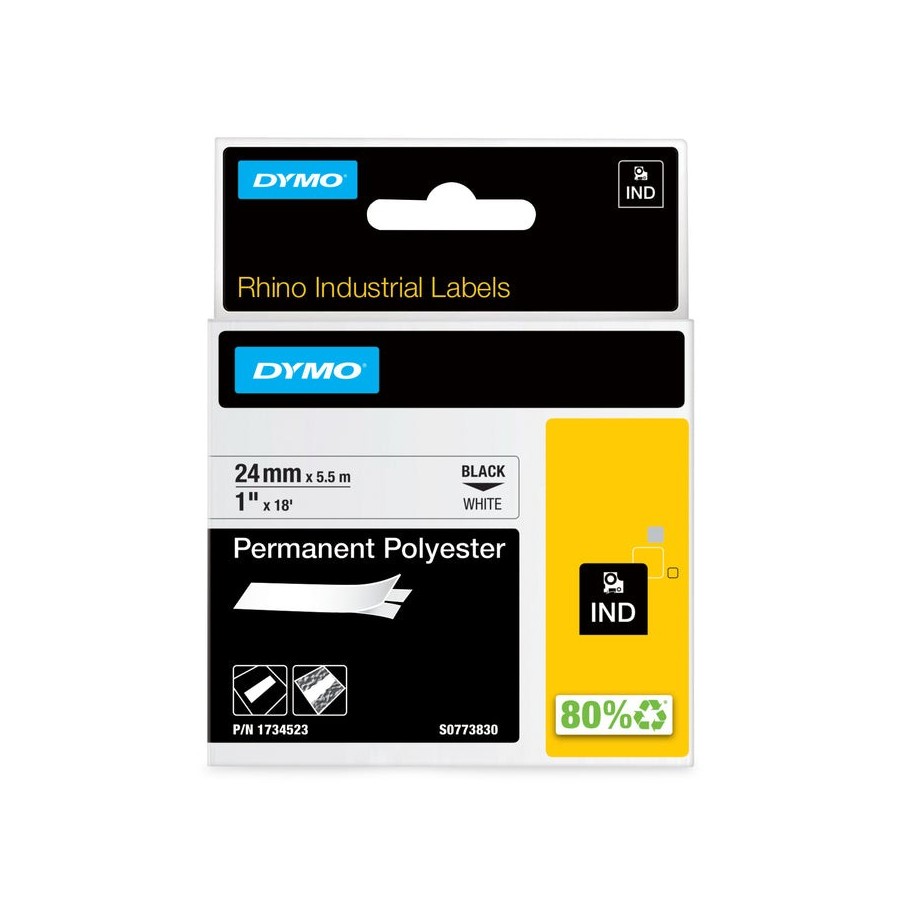 Dymo rhino band polyes. 24mmx5.5m negro-blanco