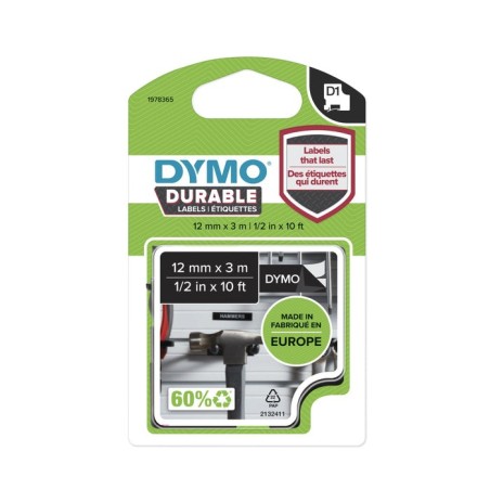 Dymo d1 cinta vinyl 12mmx3.0m blanco -negro