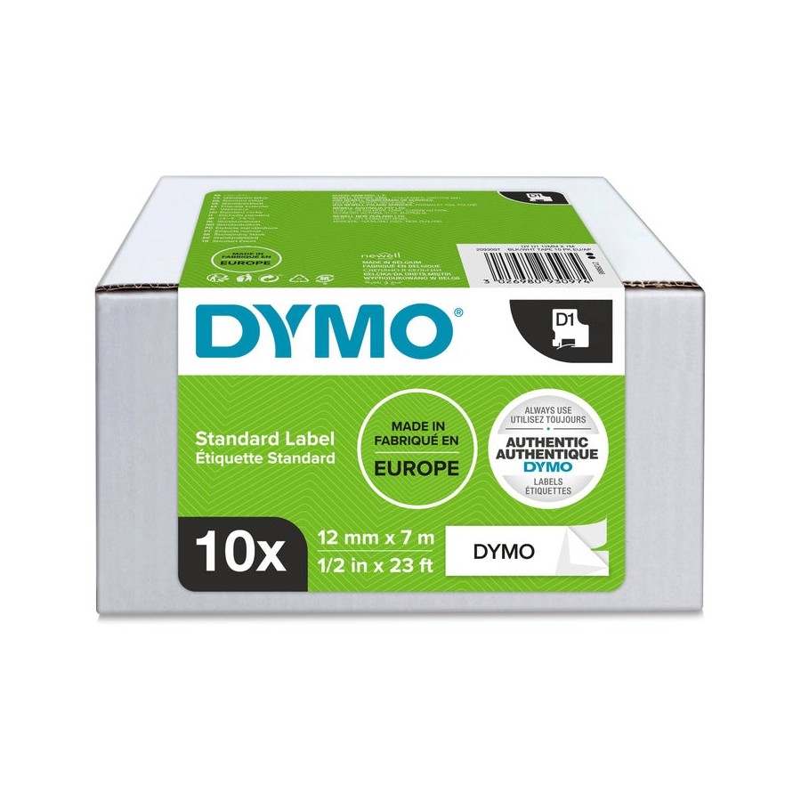 Dymo cinta lm d1 multipack 12mmx7mvalue pack (s0720530 10 rollos) negro/blanco