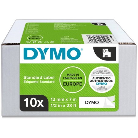 Dymo cinta lm d1 multipack 12mmx7mvalue pack (s0720530 10 rollos) negro/blanco