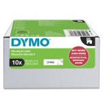 Dymo d1 cinta autoadhesiva estándar, negro sobre blanco, 19mmx7m, pack de 10 s0720830 (45803)