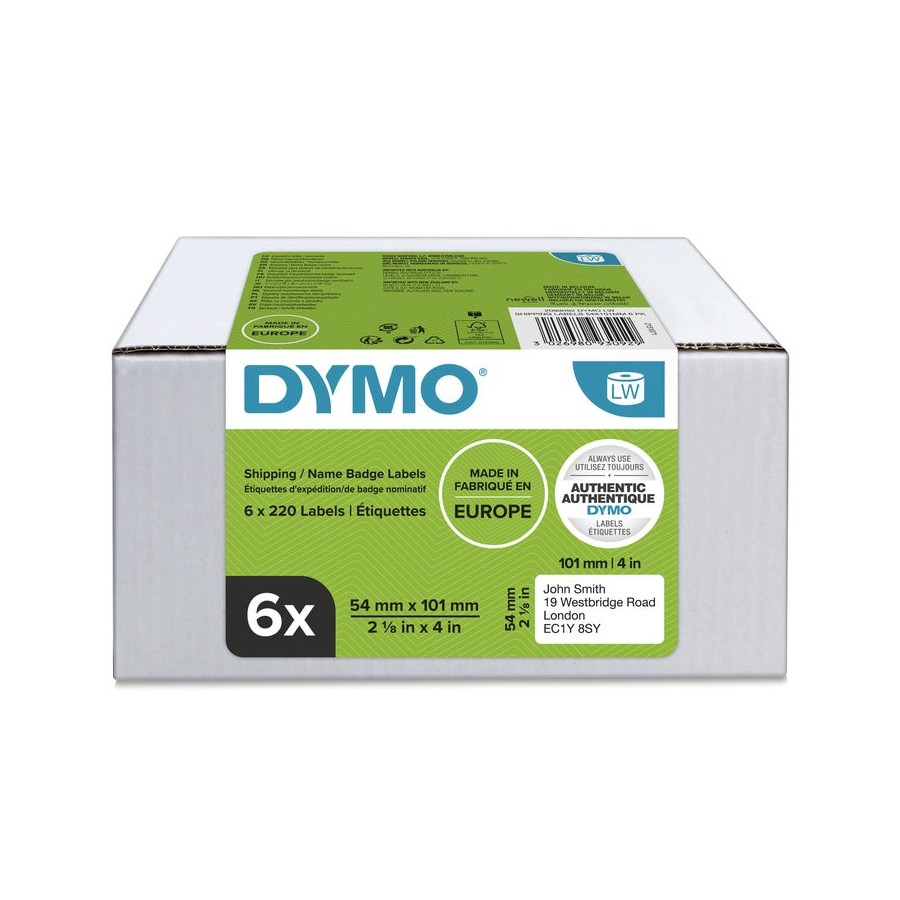 Dymo lw - etiquetas para tarjetas de identifi cación/envíos - 54 x 101 mm - 2093092 blanco, labelwriter
