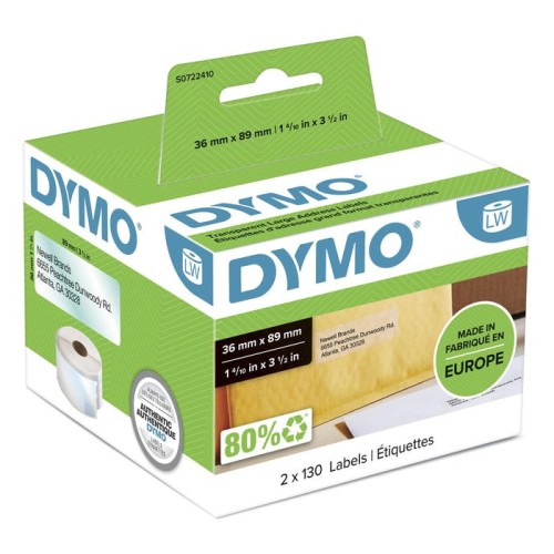 Dymo 2093093 12-pack lw labels 99012, 36x89mm white, paper, permanent adhesive