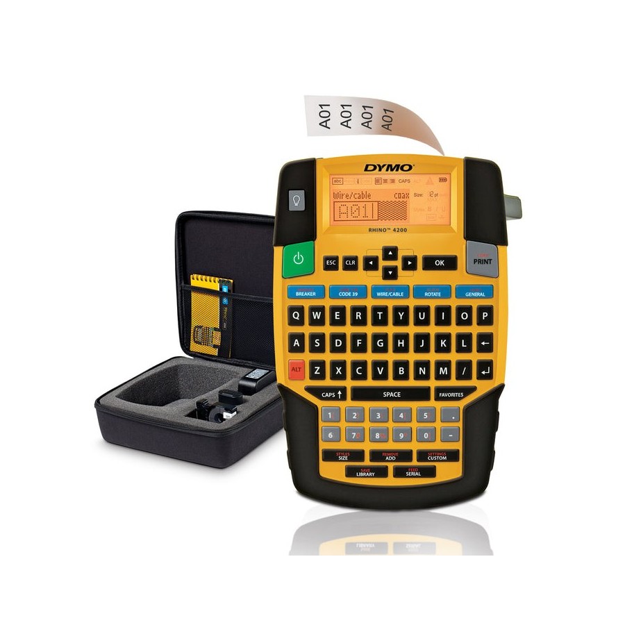 Dymo rhino impresora de etiquetas portátil 4200 teclado qwerty + con maletín