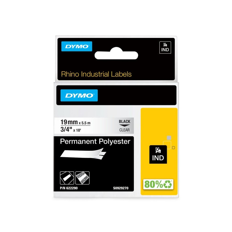 Dymo 19mm rhino permanent polyester (622290)