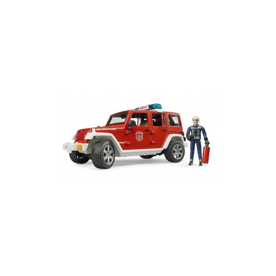 Bruder jeep wrangler unlimitedrubicon bomberos con muñeco 02528