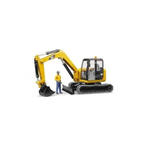 Bruder mini excavadora cat con trabajador de la construcción 02466