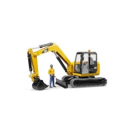 Bruder mini excavadora cat con trabajador de la construcción 02466