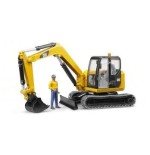 Bruder mini excavadora cat con trabajador de la construcción 02466