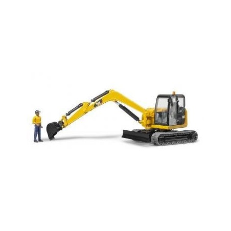 Bruder mini excavadora cat con trabajador de la construcción 02466