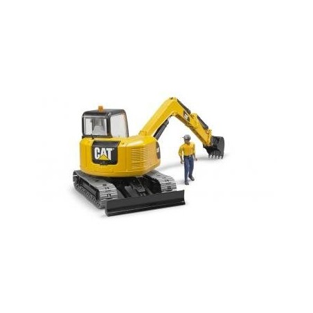 Bruder mini excavadora cat con trabajador de la construcción 02466