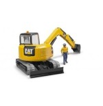 Bruder mini excavadora cat con trabajador de la construcción 02466