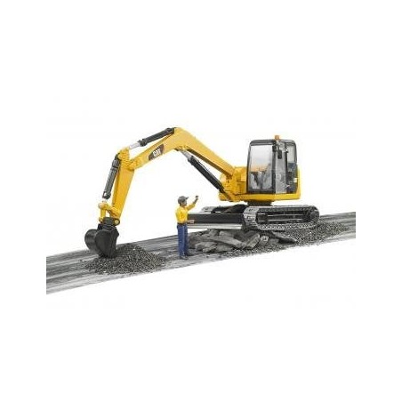 Bruder mini excavadora cat con trabajador de la construcción 02466
