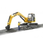Bruder mini excavadora cat con trabajador de la construcción 02466