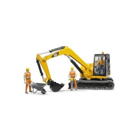 Bruder mini excavadora cat con trabajador de la construcción 02466