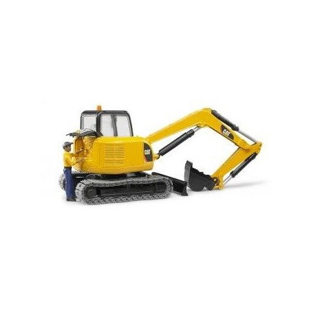 Bruder mini excavadora cat con trabajador de la construcción 02466