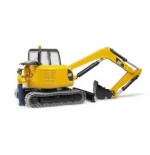 Bruder mini excavadora cat con trabajador de la construcción 02466