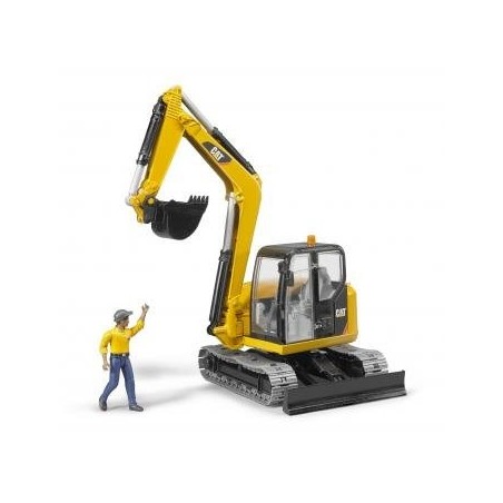 Bruder mini excavadora cat con trabajador de la construcción 02466