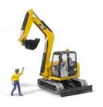 Bruder mini excavadora cat con trabajador de la construcción 02466