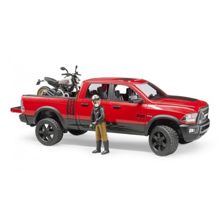 Bruder ram 2500 power wagon con ducati desert sled y conductor