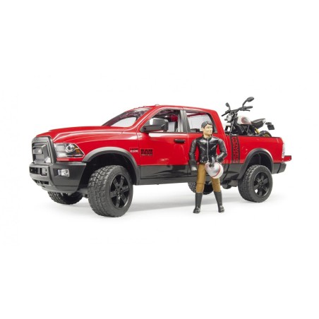 Bruder ram 2500 power wagon con ducati desert sled y conductor