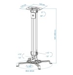 Tooq soporte de techo para proyector - inclinable y giratorio - apto para techos inclinados - peso max 20kg - color