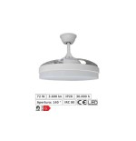 Ventilador tahití techo 1060 mm mando a distancia 6 velocidades motor dc luz led integrada acabado en blanco