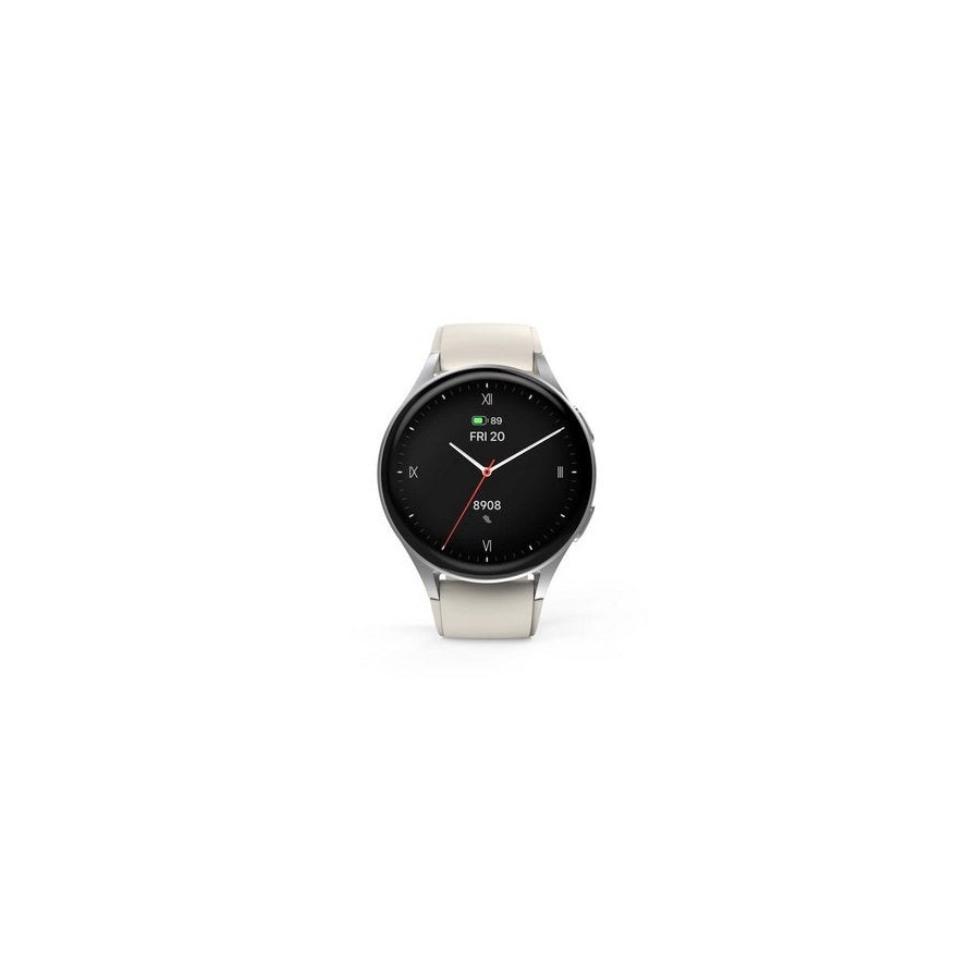 Smartwatch hama 8900, gps, amoled 1.3, srebrna koperta, bezowy pasek silikonowy