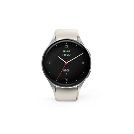 Smartwatch hama 8900, gps, amoled 1.3, srebrna koperta, bezowy pasek silikonowy