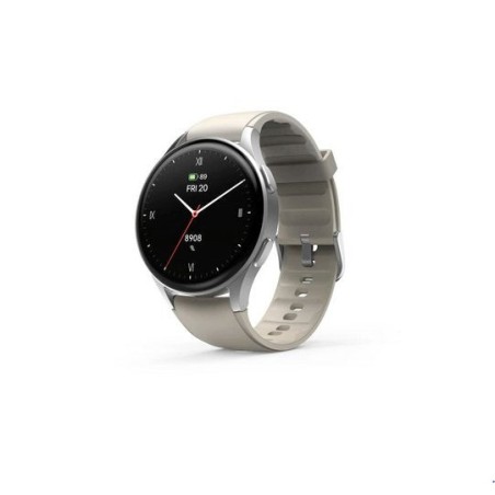 Smartwatch hama 8900, gps, amoled 1.3, srebrna koperta, bezowy pasek silikonowy