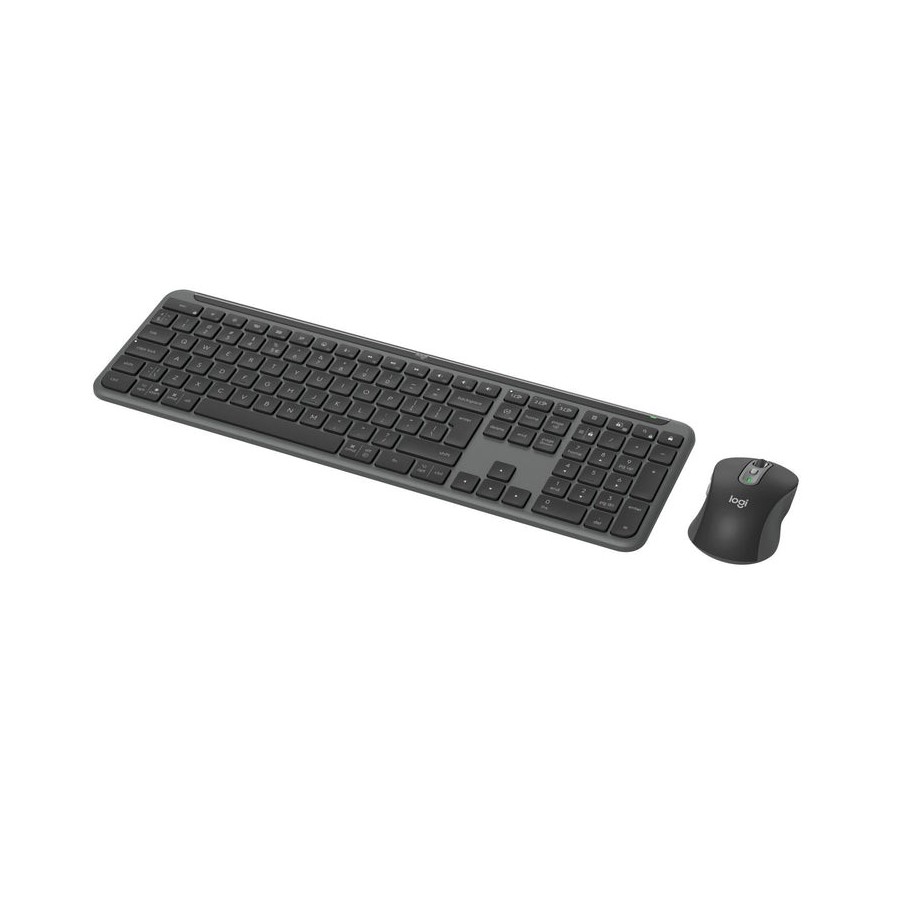 Teclado ingles + ratón logitech mk950 signature slim rf wireless + bluetooth qwerty internacional de ee.uu. grafito