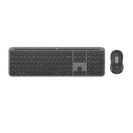 Teclado ingles + ratón logitech mk950 signature slim rf wireless + bluetooth qwerty internacional de ee.uu. grafito