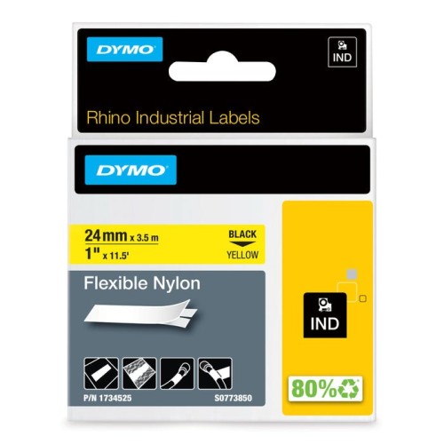 Dymo rhino nylonband 24mm x 3 5m negro y amarillo