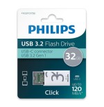 Philips usb 3.2 32gb click series gen 1 usb-c unidad flash usb 128 gb usb tipo a 2.0 plata