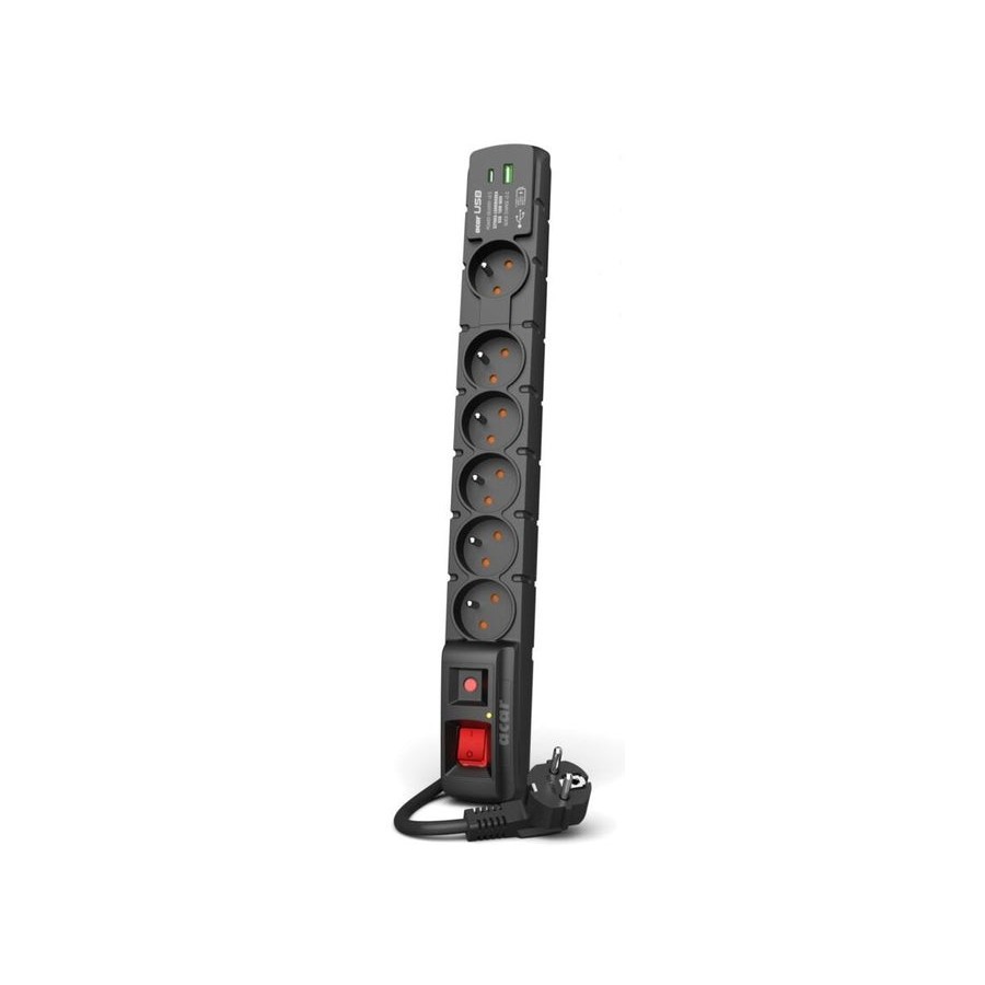 Regleta  acar s6 usb pd 3.0 qc 6 gniazd 1.5m