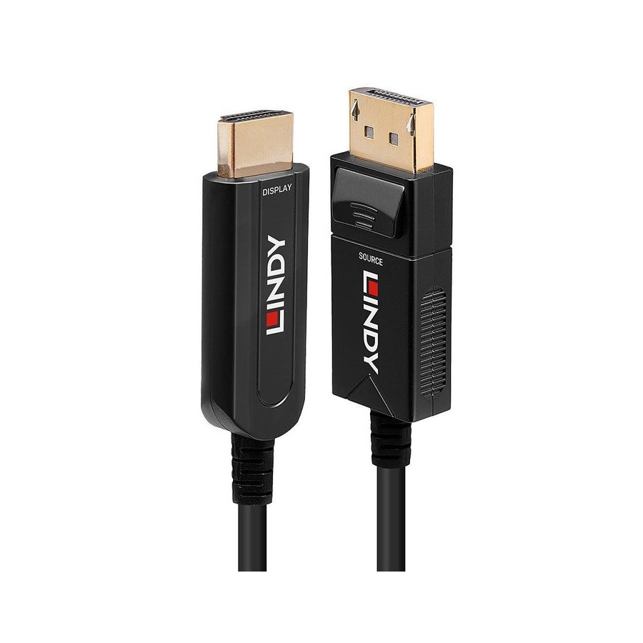 Lindy cable dp 1.2 a cable hdmi 18g fibra optica h