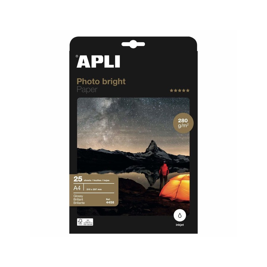 Apli papel fotografico photobright a4 280g 25 hojas