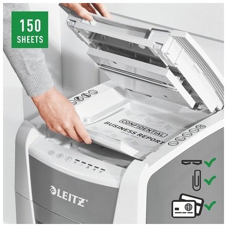 Leitz iq 150 autofeed p5 destructora automatica para oficina - tritura 150 hojas automaticamente - micro corte din p5 -