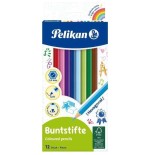 Pelikan caja de 12 lapices de colores hexagonales lacados - mina antirotura - certificacion fsc
