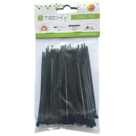 Bridas techly 200 x 2.5mm presilla nylon negro 100 pieza(s)