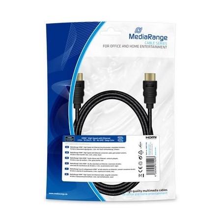 Cable  mediarange mrcs196 hdmi 2 m hdmi tipo a (estándar) negro