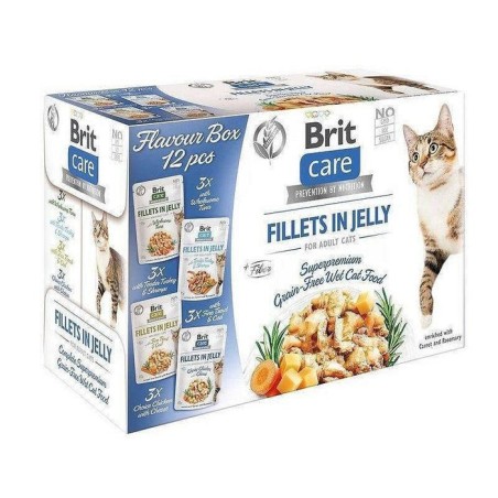 Comida húmeda para gatos brit care fillets in jelly flavour box 12 x 85g