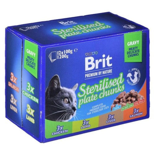 Comida húmeda para gatos brit premium cat sterilised plate  12x100g