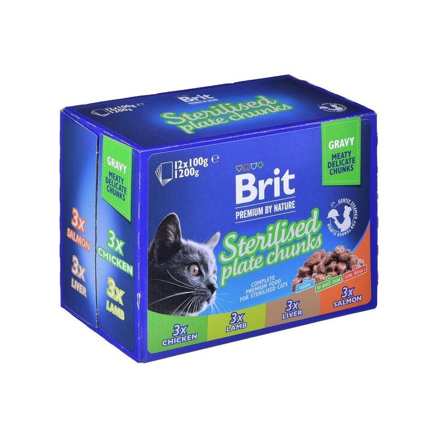 Comida húmeda para gatos brit premium cat sterilised plate  12x100g