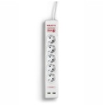 Regleta con interruptor salicru safe 5+ 5 tomas de corriente 2 usb cable 1.5m blanca