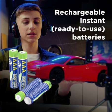 Pilas instantáneas aaa recargables (listas para usar), 850 mah, blister de 4 unidades