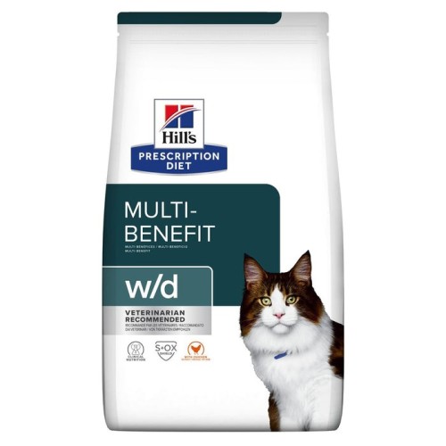 Alimento seco para gatos hill's prescription diet multi-benefit feline w/d  pollo 3 kg