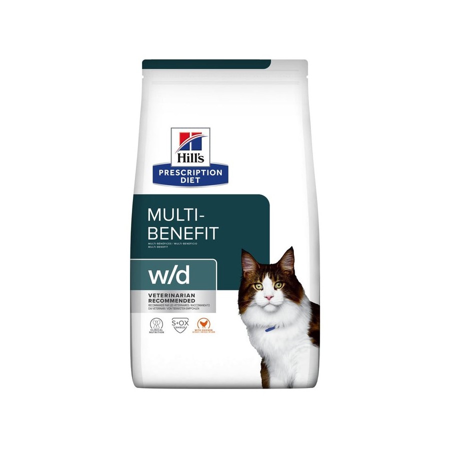 Alimento seco para gatos hill's prescription diet multi-benefit feline w/d  pollo 3 kg